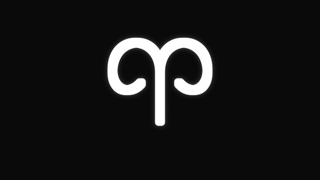 Aries Zodiac Sign Minimalist White Symbol on Black Background