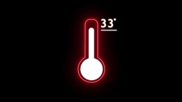 Stylized thermometer graphic displaying 33 degrees on dark background