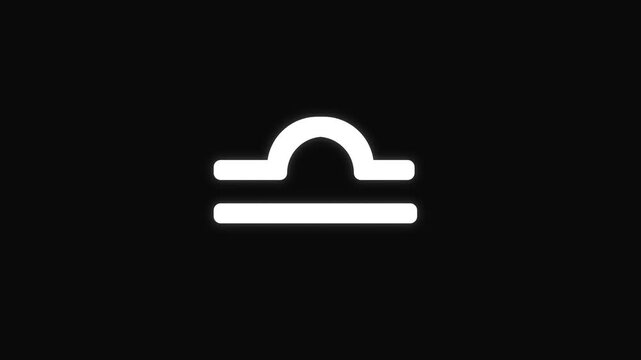 Libra Zodiac Sign Glowing White Icon on Black Background