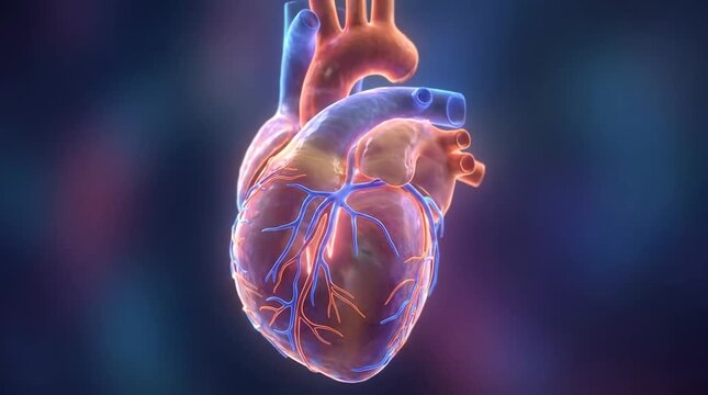 Human heart zooming in and out