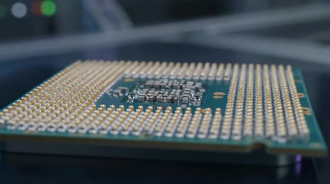 Macro view of computer processor chip
