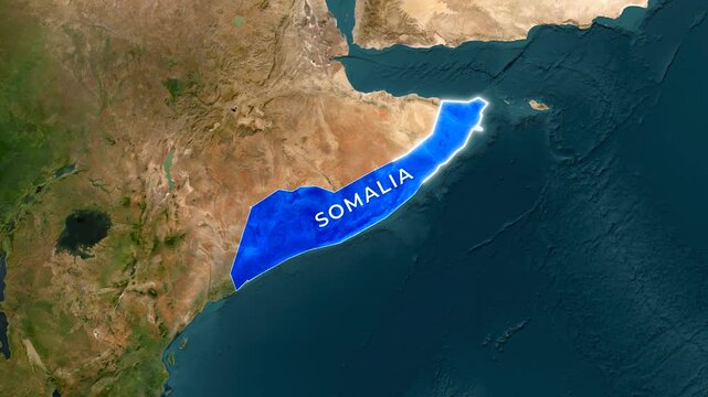 3D Map Animation Somalia with Waving National Flag