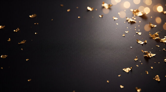 Festive Black Friday discount background with black matte base and delicate gold foil for promotional flyer design.