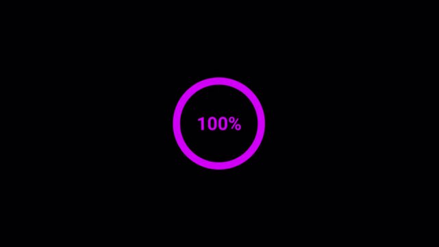 Circle Loading animation from 0 to 100 with transparent background, Animated circle loading from 0 to 100 increasing percentage with alpha channel, Circle loading video