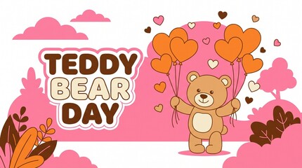 Fototapeta premium An adorable teddy bear illustration for Teddy Bear Day. 