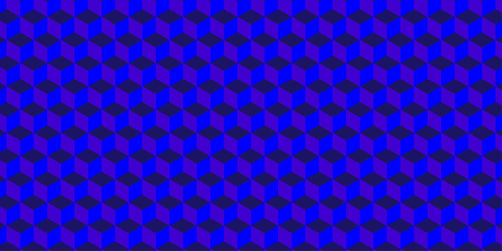 Abstract square dark blue cubic shape wall decoration backdrop texture. cube geometric wall and floor vector diamond hexagon triangle wallpaper background.