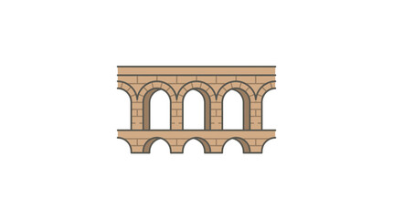 Fototapeta premium Roman aqueduct stone bridge architectural icon.