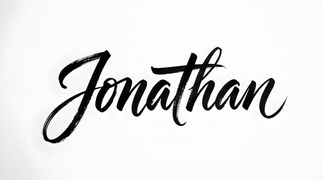 Jonathan Handwritten Name in Black Ink Brush Calligraphy on White Background