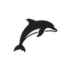 Naklejka premium Minimalist Black Dolphin Icon Silhouette Graphic