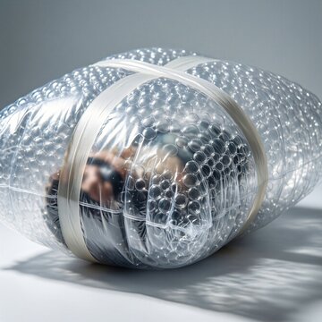Professional shipping package secured with plastic straps