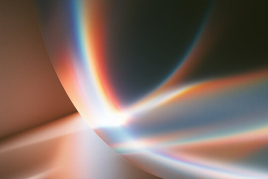 prism glass sphere with refracted rainbow light in retro wallpaper design