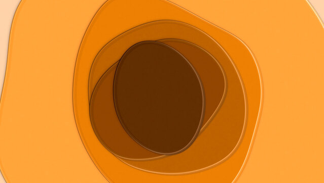 3D Render A vibrant yet organic 3D render featuring concentric circles of orange and warm colors, with a dark center and soft lighting