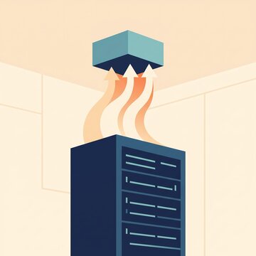 data center cooling and server heat management concept flat illustration - ai generated