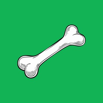 Dog bone sketch outline vector isolated on white background