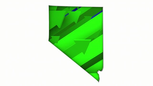 Nevada NV State Map Arrows Increase Up On the Rise Growth Data 3d Animation