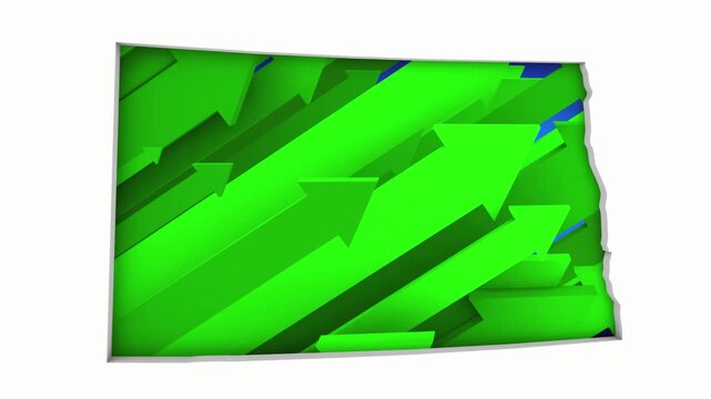 North Dakota ND State Map Arrows Increase Up On the Rise Growth Data 3d Animation