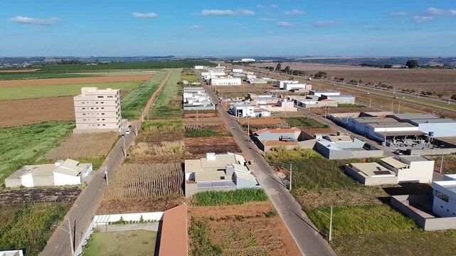 Vista a&eacute;rea da chegada a Cidade Rio Parana&iacute;ba, Minas Gerais