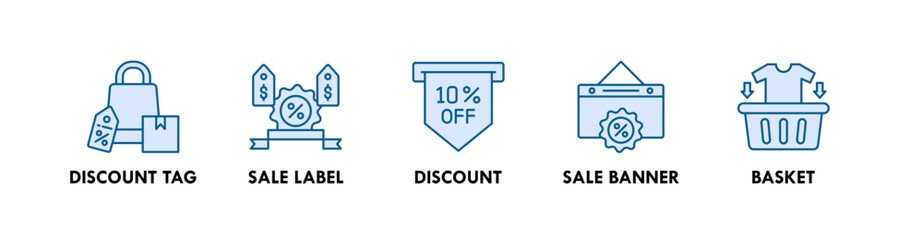 Fototapeta premium Black Friday banner web icon illustration concept with icon of discount tag, sale label, discount, sale banner, and basket