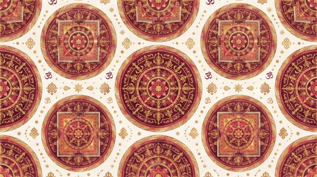Nepal patterns traditional mandala round motifs seamless background wallpaper textile with nepalese himalayan ornament background