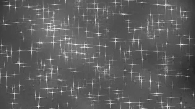 Sparkling starbursts densely cover a monochrome background, creating a dynamic and abstract glitter effect suitable for festive or textural design overlays.