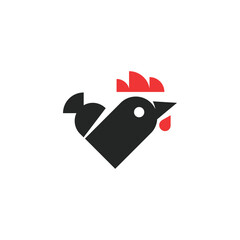 Minimalist rooster head logo icon with simple geometric shapes © SAHA ALOM