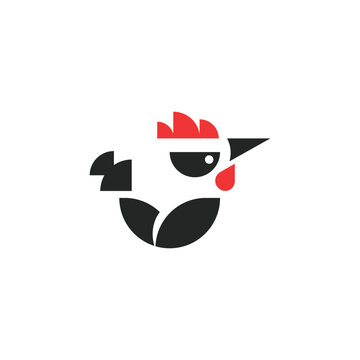 Minimalist rooster head logo icon vector art illustration on white background
