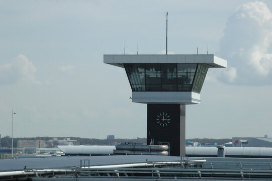Amsterdam Airport Control Tower with Clear Sky