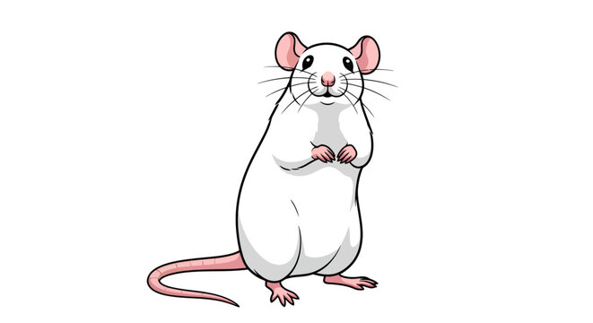 Whimsical white cartoon mouse standing upright with a friendly expression.