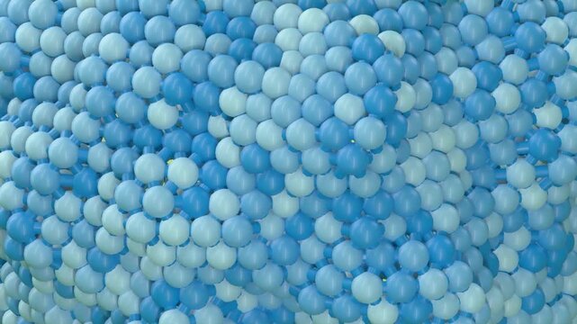 Seamless 3D loop of glossy blue spheres in a repeating lattice pattern. Clean minimal 3d technique with smooth plastic shading for modern abstract motion backgrounds.