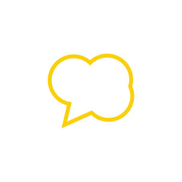 Yellow speech bubble outline icon isolated on white background for chat design
