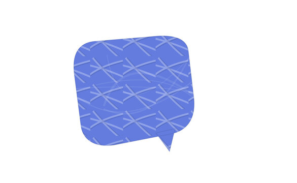 Blue speech bubble icon with a textured pattern isolated on a white background.