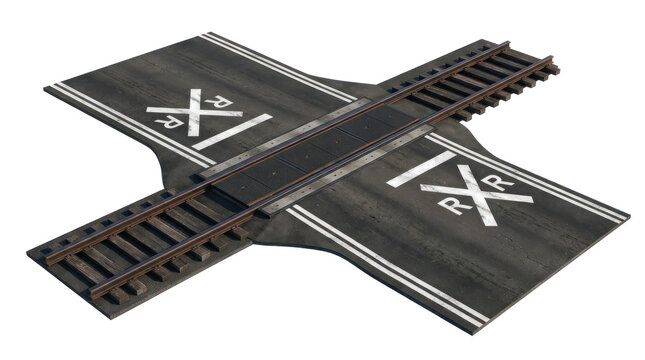 3D Render of a Railroad Crossing Isolated on White