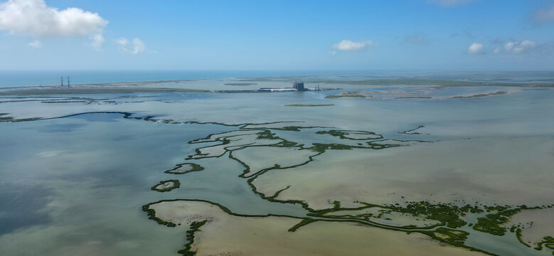 Aerial view of South Bay near Boca Chica in Cameron County, Texas