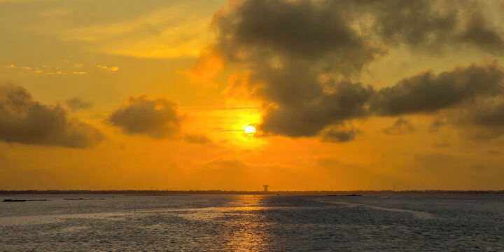 Sunset overlooking Laguna Madre, in Corpus Christi, Texas
