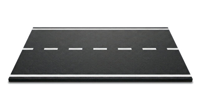 Straight Asphalt Road Segment with White Line Markings