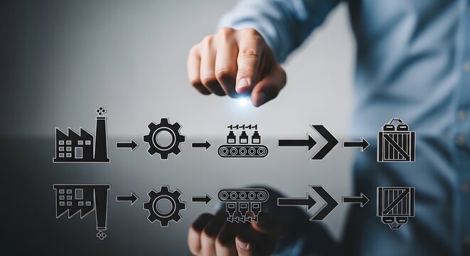 Smart manufacturing and automated industrial production process optimization with supply chain management concept