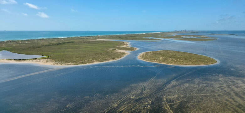 Aerial view near Port Isabel in Cameron County, Texas