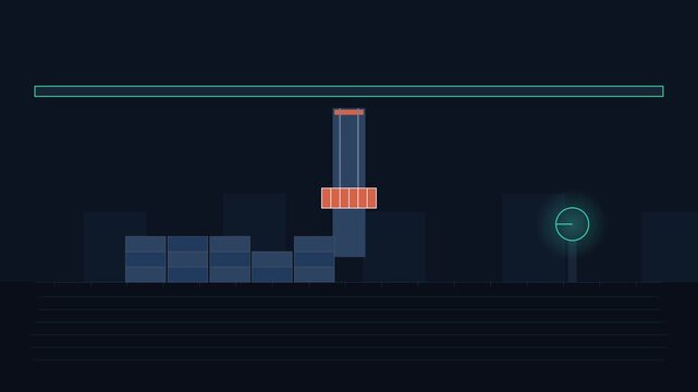 Minimalist vector illustration of a geometric cityscape at night
