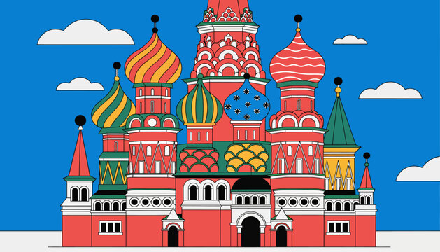 Kremlin Moscow Russia colorful illustration