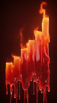Melting Bar Chart on Fire Representing Financial Crisis Generative AI