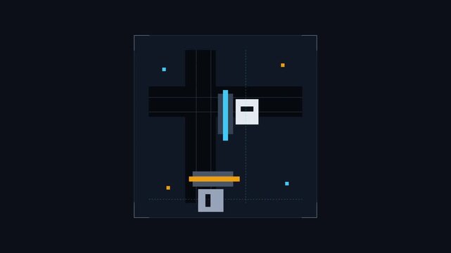 Abstract dark blueprint with geometric shapes and fine neon lines
