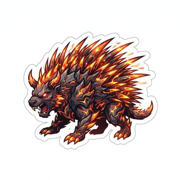 Aggressive Hellfire Porcupine Magma Quills Vector Sticker Logo