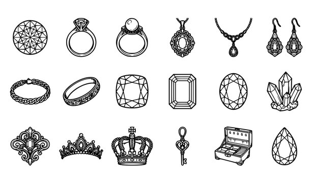 Doodle Style Jewelry Hand Drawn Set