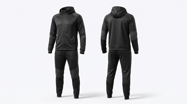 Blank black bomber jacket with side pockets mock-up, front and back view, isolated on white background