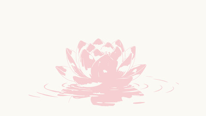 Fototapeta premium A glowing pink lotus flower floating serenely on calm water with soft ripples and delicate reflections in a