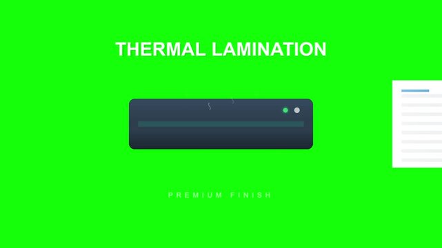 Thermal Lamination Machine Animation on Green Screen Background.