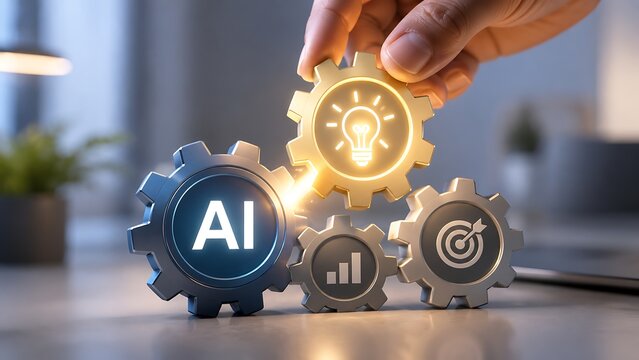 Integrating Artificial Intelligence And Innovative Ideas Into Business Strategy Gear Concept