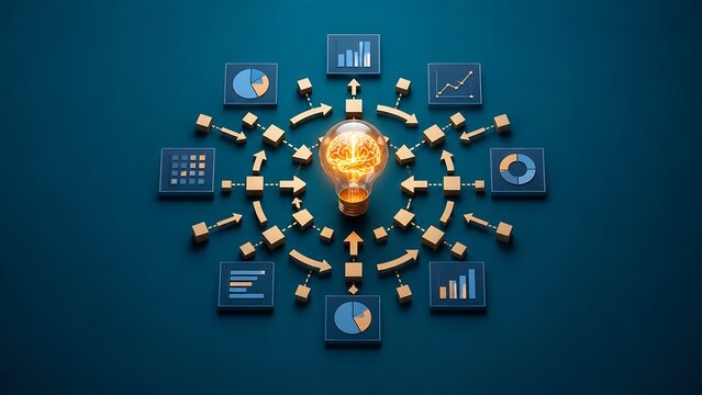 Artificial Intelligence Data Analytics And Strategic Business Process Flowchart Concept