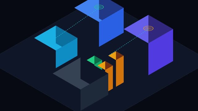 Abstract isometric network data cubes connected digitally