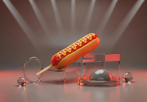 Hot dog with mustard and ketchup on a table